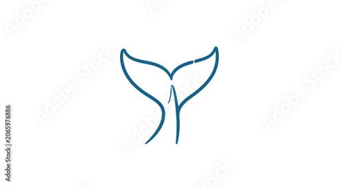a blue whale tail on white background.