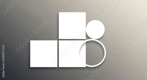 Minimalist White Geometric Shapes on a Gradient Gray Background.