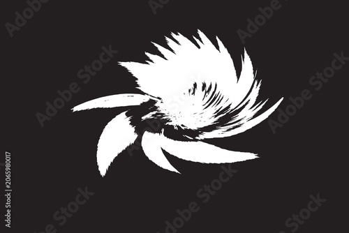 Abstract black and white liquid vortex graphic.