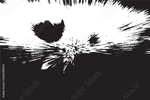 Distressed fluid ink splatter art asset.