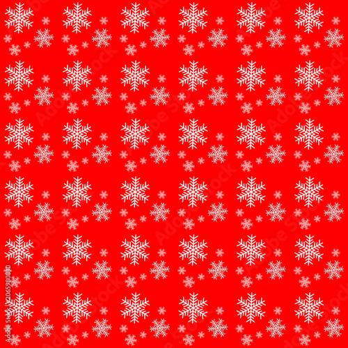 Seamless White Snowflake Pattern on red Background