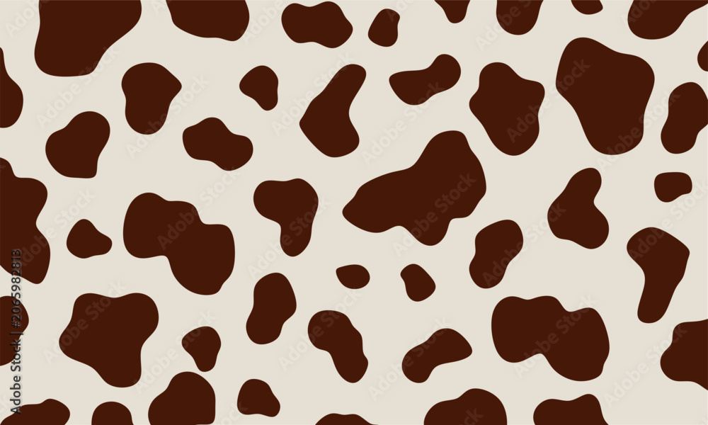 Fototapeta premium Seamless Cow Print Texture. Brown Animal Skin Vector Pattern ideal for packaging, branding, arm-themed graphics, farm house decor, apparel design. and fabric printing