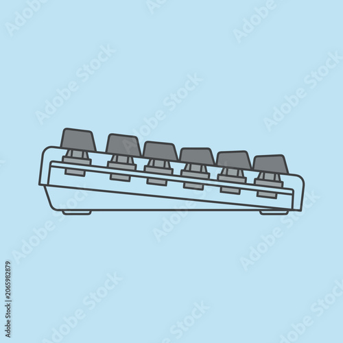 Minimalist vector illustration of a mechanical keyboard profile