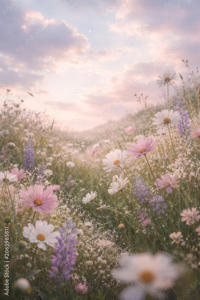 Obraz premium Serene wildflower meadow landscape