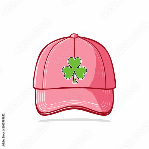 Pink Baseball Cap with Green Shamrock
