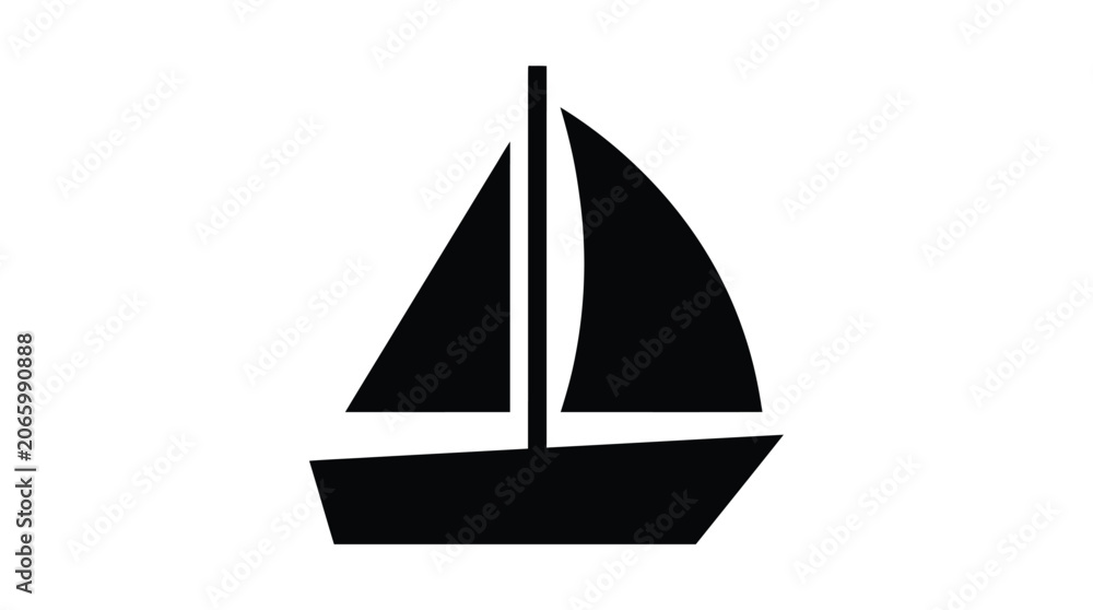 Fototapeta premium Sailboat icon depicts marine travel and leisure activities on the open water.
