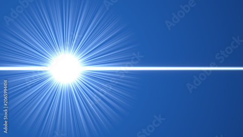 Bilde på lerret Radiant Sunburst with Light Rays Against Blue Sky