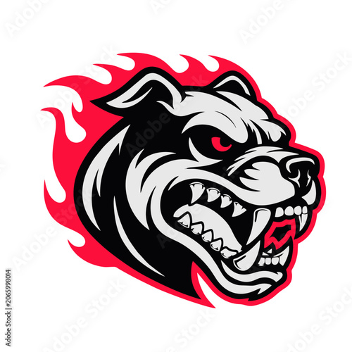 Highly detailed pit bull mascot head