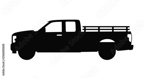 A black silhouette of a pickup truck is shown against a white background.
