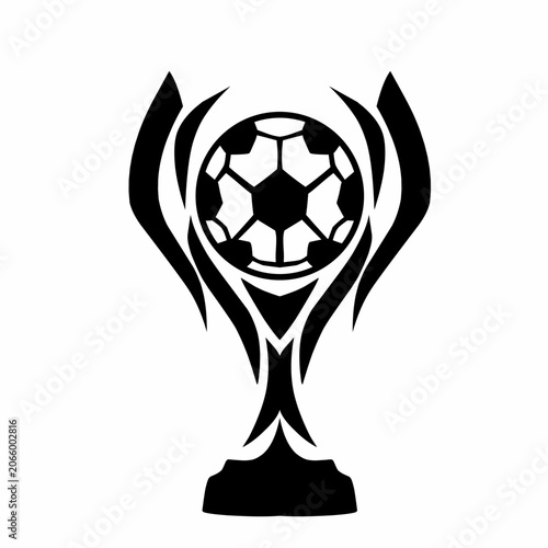 Soccer Trophy Award Icon with Football Silhouette