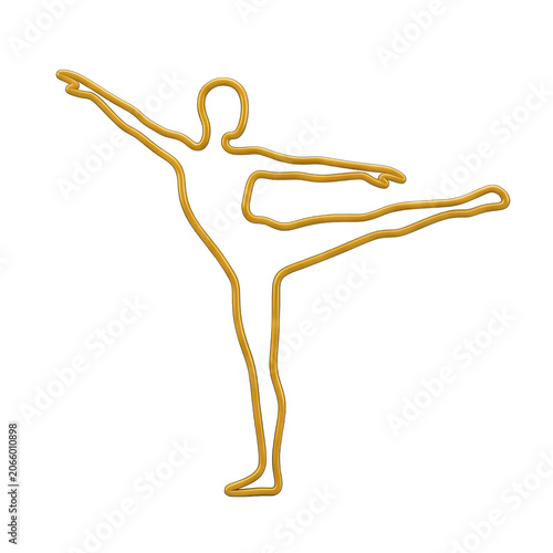 Golden outline of a dancer in arabesque pose
