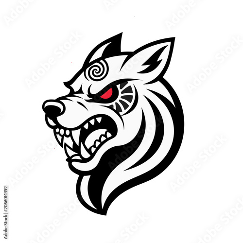 Highly detailed wolf mascot head