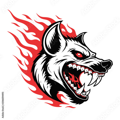 Highly detailed hyena mascot head