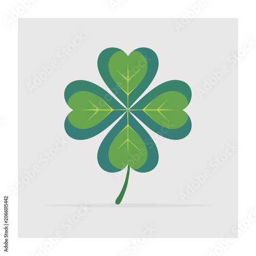 Flat design four-leaf clover icon on light gray background