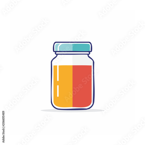 Flat design illustration of a jar with colorful liquid