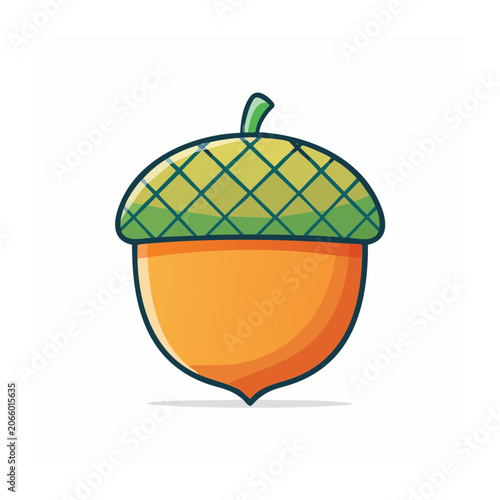 Stylized acorn icon with flat design