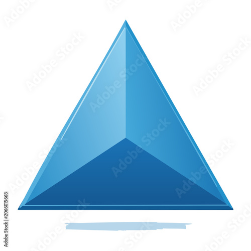 Abstract blue 3D triangle shape with shadow