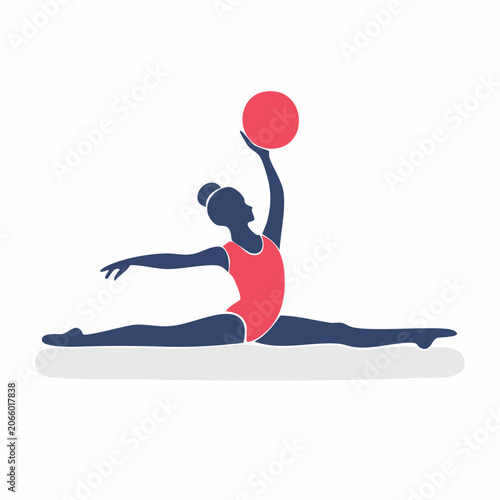 Rhythmic Gymnast Silhouette Performing Split with Ball