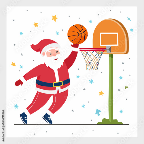 Santa Claus playing basketball