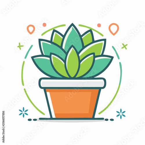 Stylized Succulent Plant in Orange Pot Icon