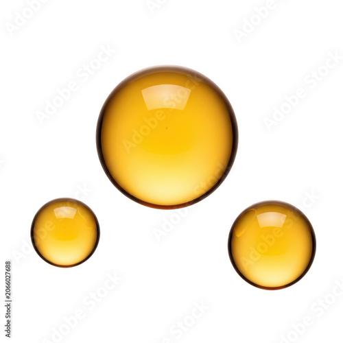 Three glowing orbs of different sizes floating in a dark space