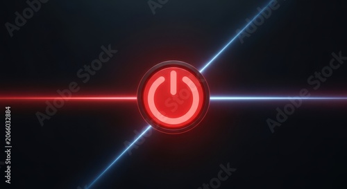 Red power button icon on dark futuristic background