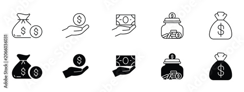 Photos Loan Icon Set, Banking Money Credit and Financial Investment Growth Vector Symbo