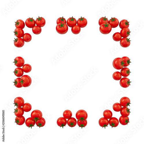 Frame of Ripe Red Tomatoes on White Background