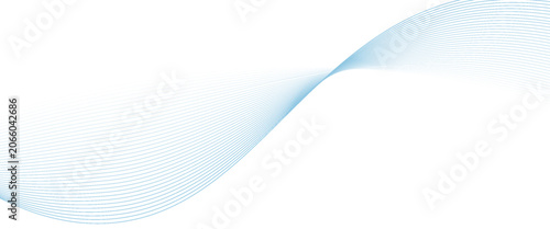 Abstract blue light flowing wave line pattern on white background. Horizontal glowing blue line symbol. Vector illustration.