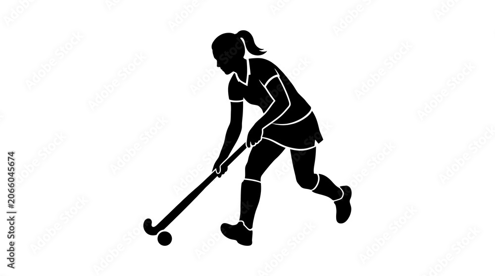 Fototapeta premium Woman Playing Field Hockey Silhouette