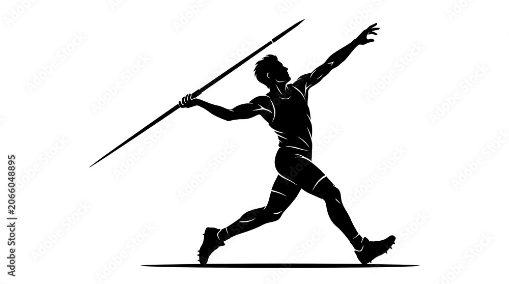 Fototapeta premium Athlete throwing javelin in motion silhouette
