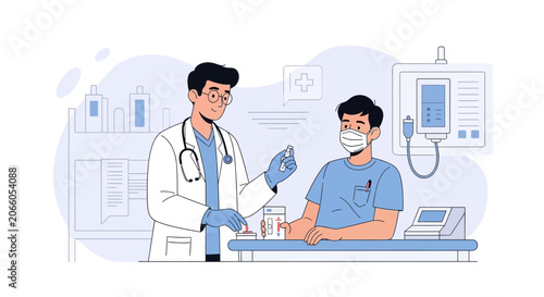 Medical Professional Administering Injection to Patient, Healthcare Appointment Consultation
