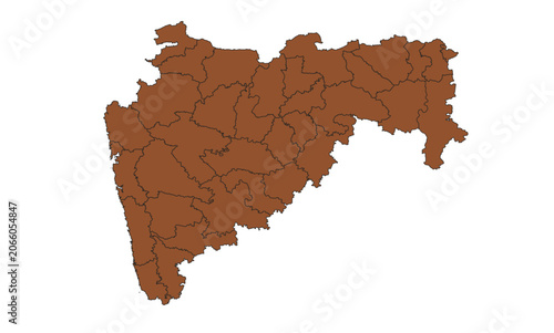 Konstfotografi Maharashtra State Map, India – Editable Vector Outline with District Boundaries,