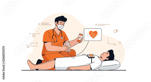 Medical Professional Administering Medication to a Patient During Health Monitoring
