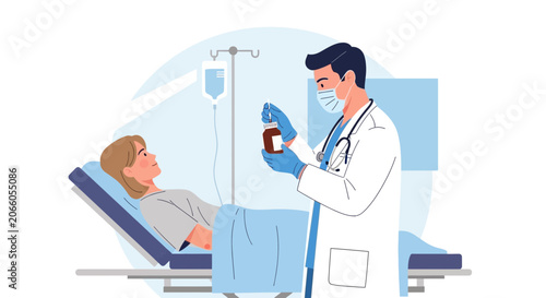 Medical Professional Administering Medicine to Patient Within a Hospital Setting