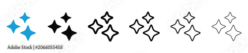 Fotografie Clean shining sparkle icons set in various styles representing glow and purity o
