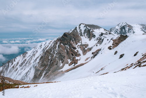 残雪の山の景色