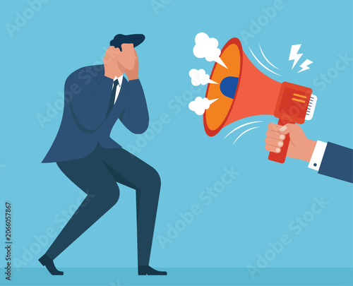 Tableau sur toile Business Noise Pollution: Loud Megaphone Protest, Workplace Stress, Disobeying O