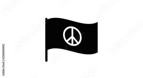 Obraz na płótnie Flag featuring a peace symbol represents global harmony, non-violence, and the universal desire for tranquility in a clean, bold graphic style suitable for social messaging