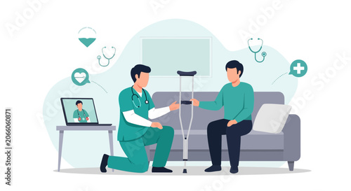 Medical Professional Aids Patient Recovery Through Guidance and Telehealth Consultation