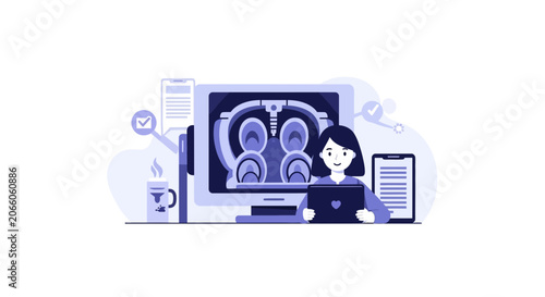 Medical Professional Analyzing Body Scan Results, Modern Technique, Scientific Research