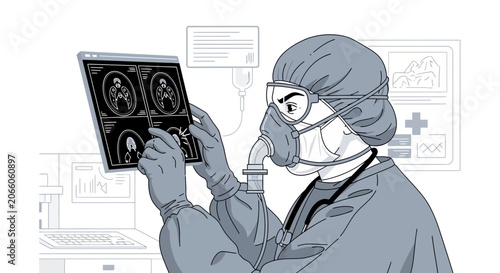 Medical Professional Analyzing Brain Scan Img Healthcare Diagnostic Breakthrough