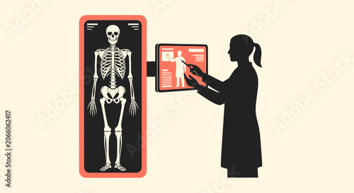 Medical Professional Analyzing Bone Structure on Digital Display for Diagnostic Purposes