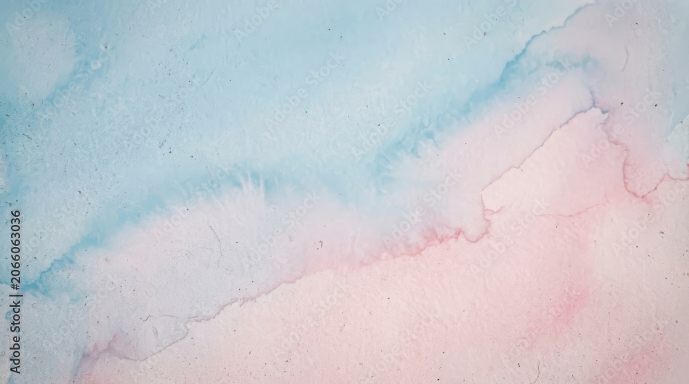 Fototapeta premium Abstract watercolor wash in soft blue and pink pastel hues with watercolor abstract background
