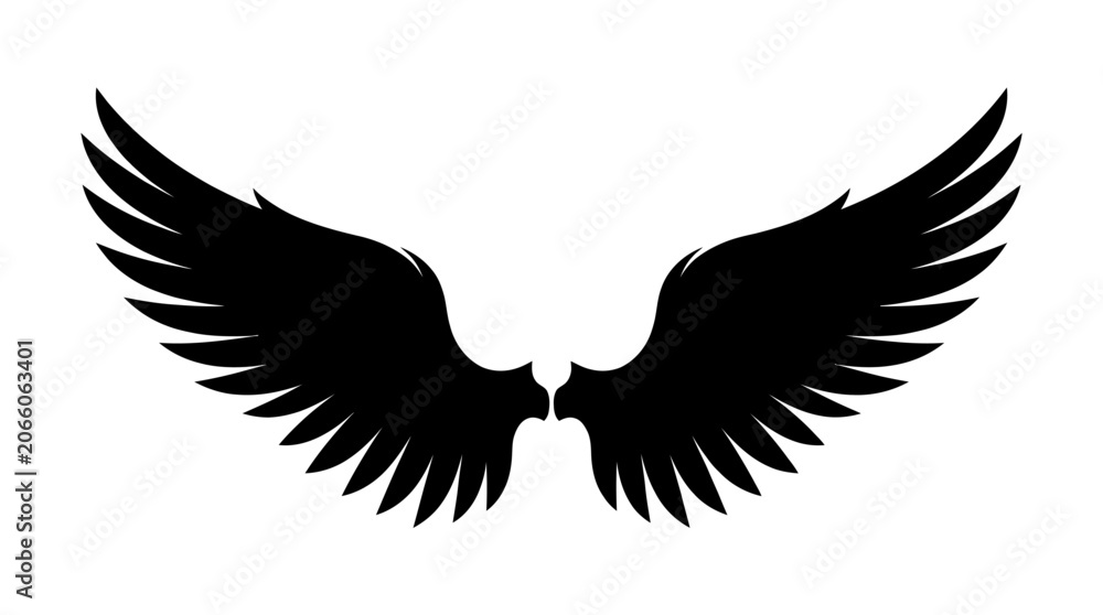 Fototapeta premium 4th July, Independence day of America. Black wing, wing silhouette, eagle wings, spread wings, graphic icon vector