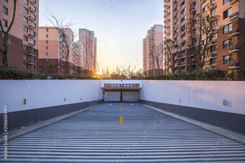 Photography Underground Parking Garage Entrance of a Residential Community in Minhang Distri