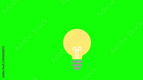 Glowing yellow light bulb creativity vector icon on green screen background