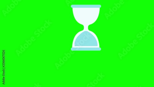 Minimalist hourglass sand timer vector animation on green screen background