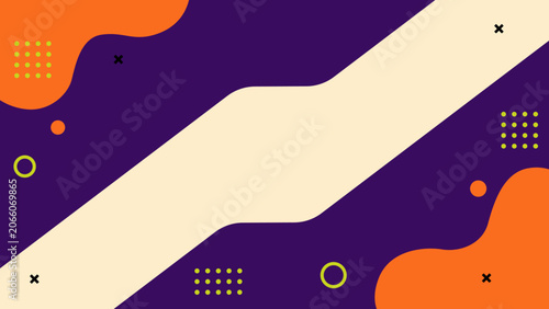 Tableau sur toile Vibrant orange and purple abstract shapes dominate the design