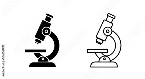 Billede på lærred Microscope icon set in solid and outline style for scientific research